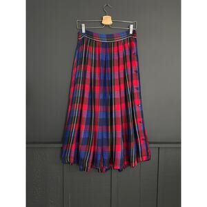 Vintage Live in Color Tartan Plaid Side Button Midi Skirt Size Medium